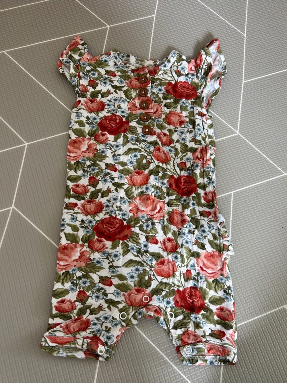 Posh Peanut Red & Pink Floral Cotton Romper